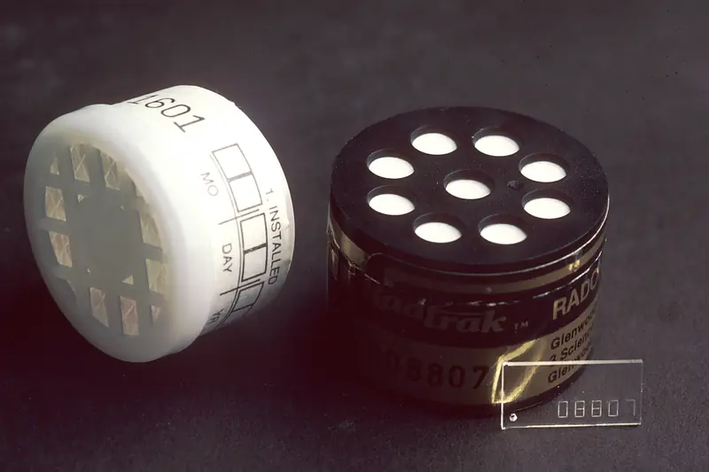 Two short-term radon test canisters